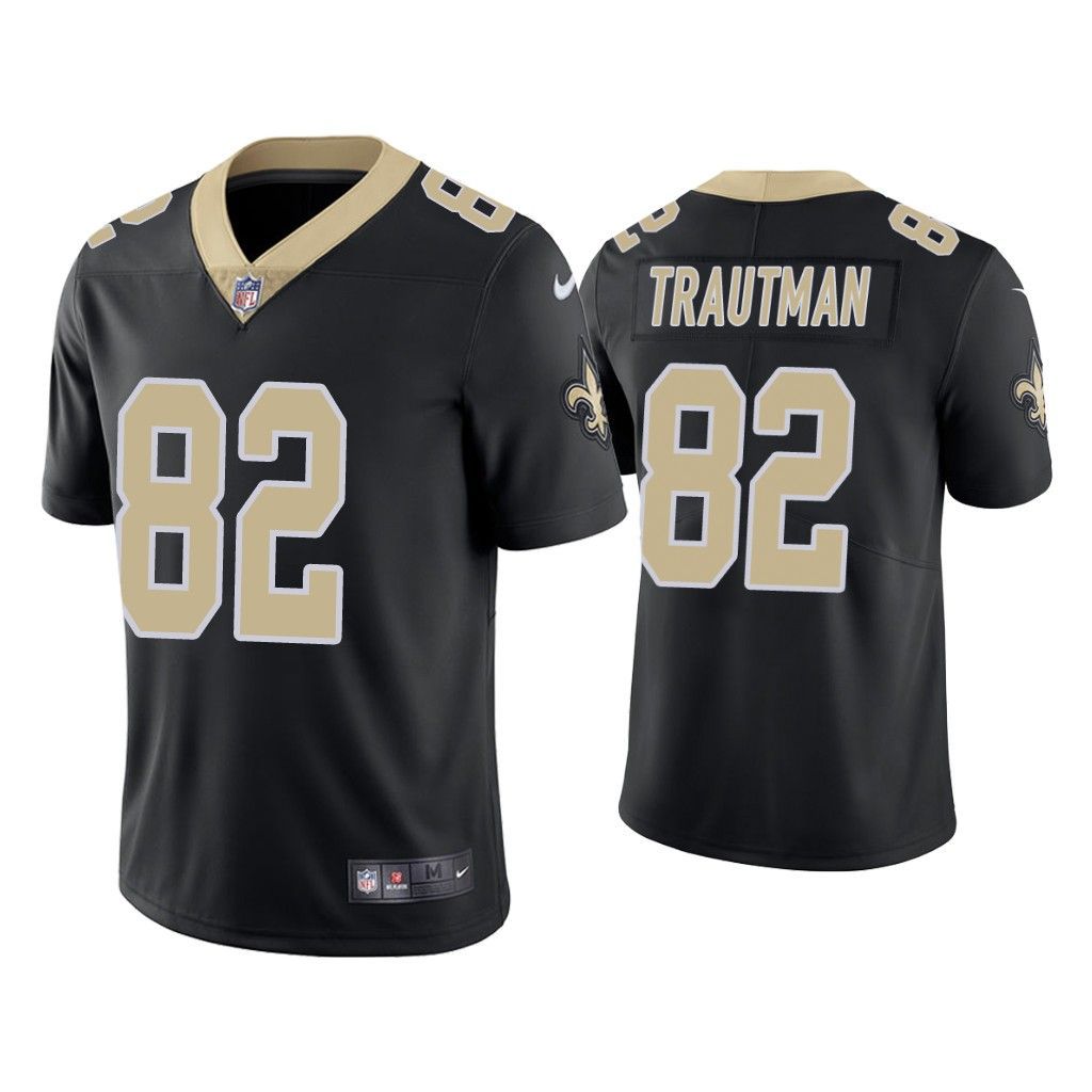Men New Orleans Saints 82 Adam Trautman Nike Black Vapor Limited NFL Jersey